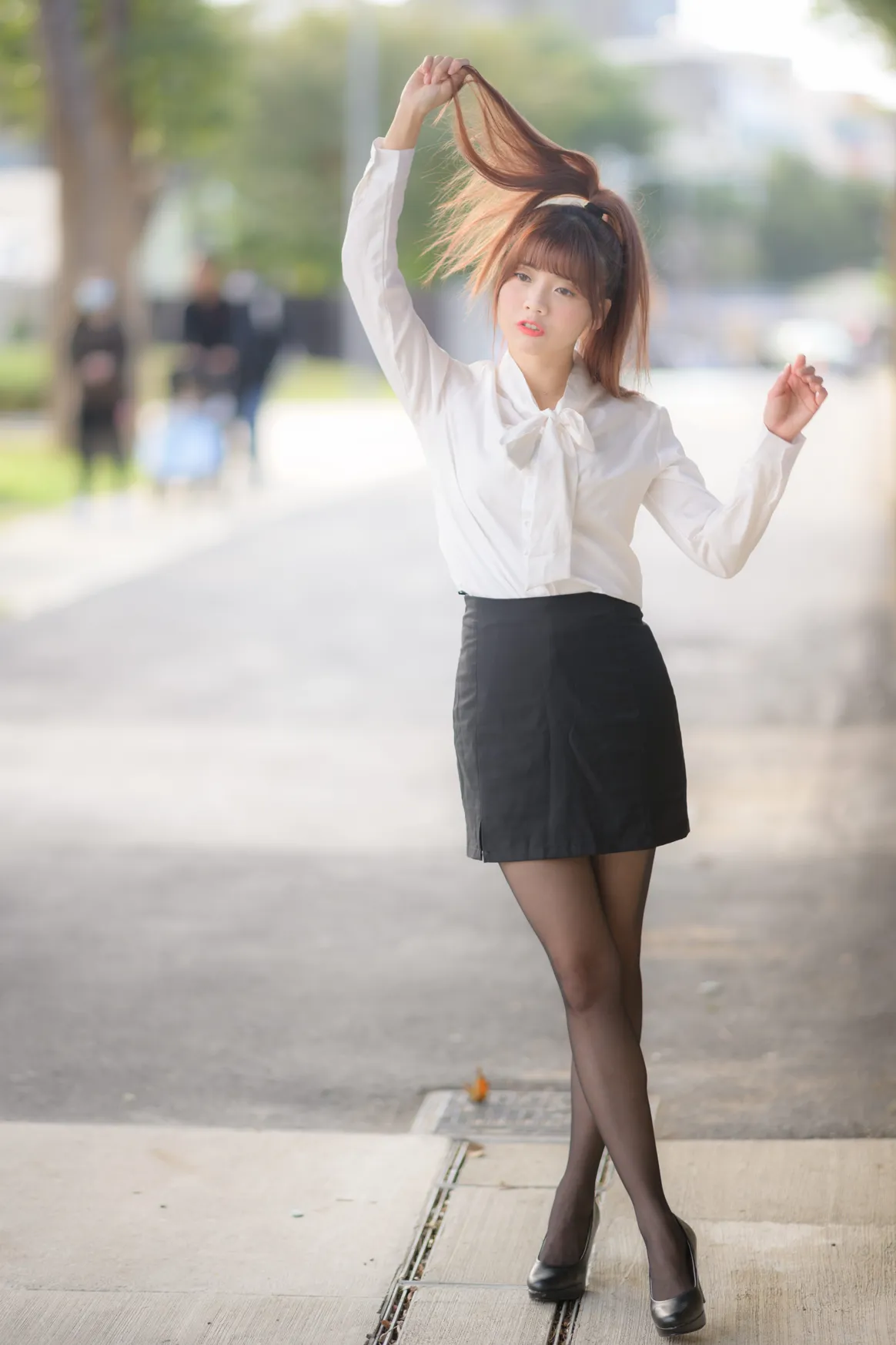 [Mzsock] NO.237 OL black silk uniform high heels street photography#[105P]-64